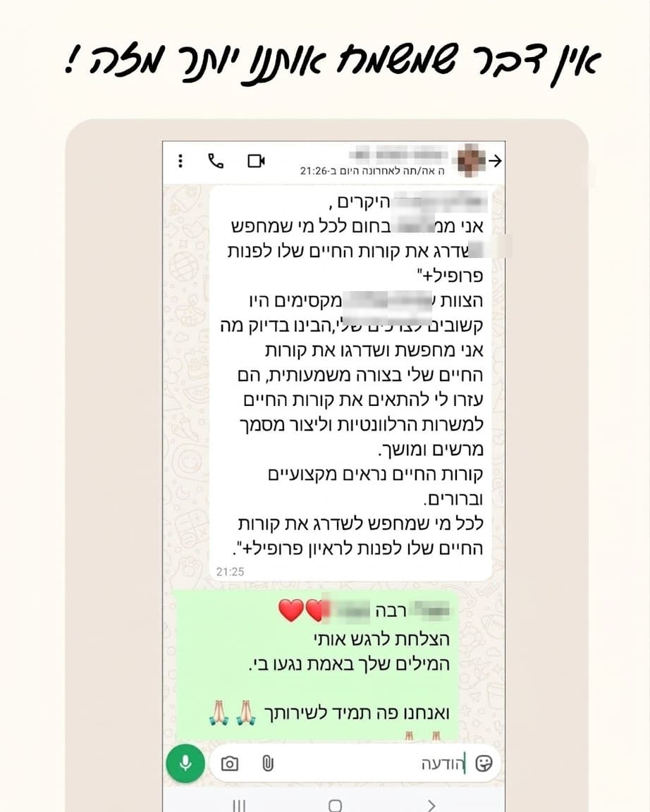 הצוות היו קשובים לצרכים שלי, הבינו בדיוק מה אני מחפשת ושדרגו את קורות החיים שלי בצורה משמעותית. קורות החיים נראים מקצועיים וברורים.